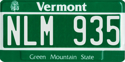 VT license plate NLM935