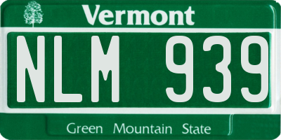 VT license plate NLM939