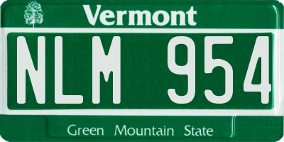 VT license plate NLM954