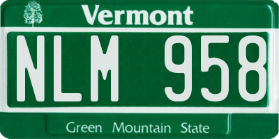 VT license plate NLM958