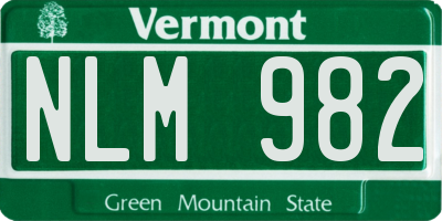 VT license plate NLM982