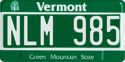 VT license plate NLM985