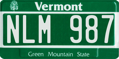 VT license plate NLM987