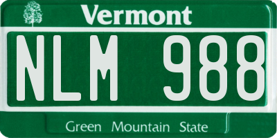 VT license plate NLM988