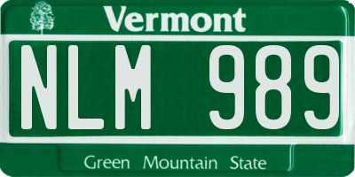 VT license plate NLM989