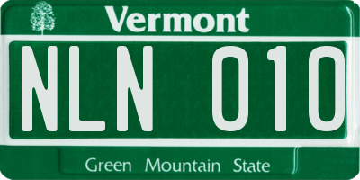 VT license plate NLN010