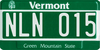 VT license plate NLN015