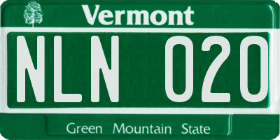 VT license plate NLN020