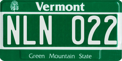 VT license plate NLN022