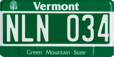 VT license plate NLN034