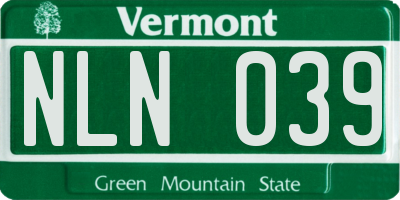VT license plate NLN039