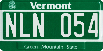 VT license plate NLN054