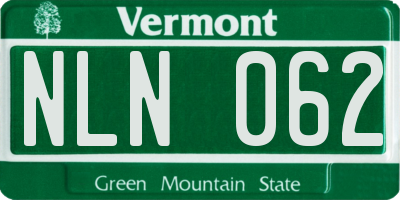 VT license plate NLN062