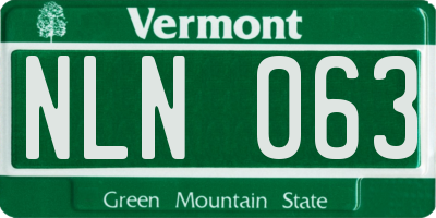 VT license plate NLN063