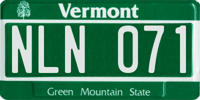 VT license plate NLN071