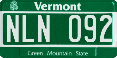 VT license plate NLN092