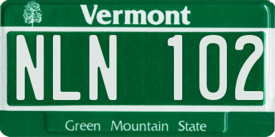 VT license plate NLN102