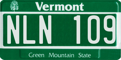 VT license plate NLN109