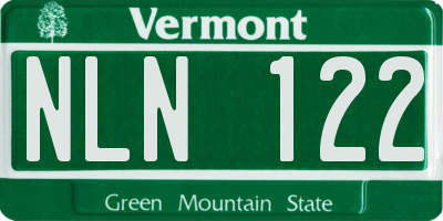 VT license plate NLN122