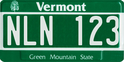 VT license plate NLN123