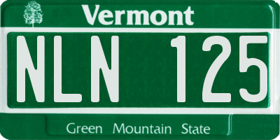 VT license plate NLN125