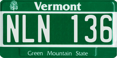 VT license plate NLN136