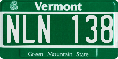 VT license plate NLN138