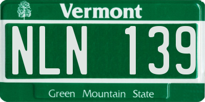 VT license plate NLN139