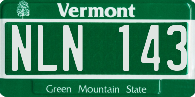 VT license plate NLN143
