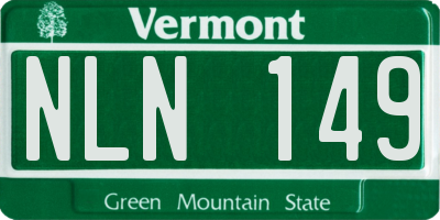 VT license plate NLN149
