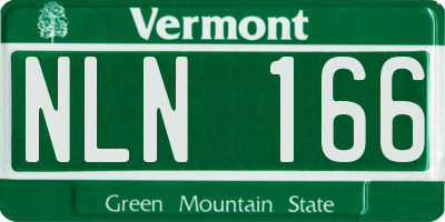 VT license plate NLN166