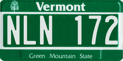 VT license plate NLN172