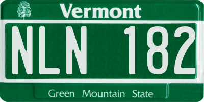 VT license plate NLN182
