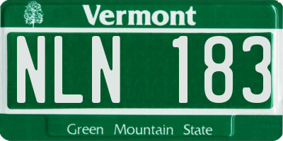 VT license plate NLN183