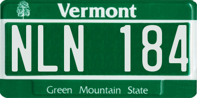 VT license plate NLN184