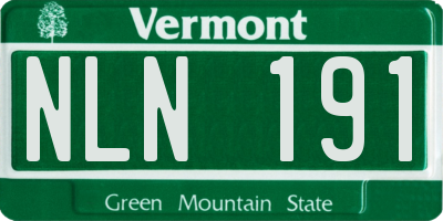 VT license plate NLN191