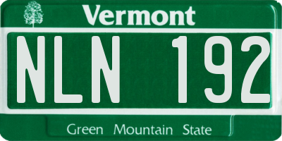 VT license plate NLN192