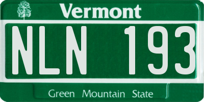 VT license plate NLN193