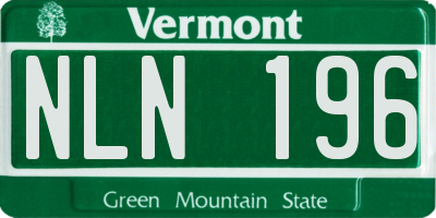VT license plate NLN196
