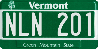 VT license plate NLN201