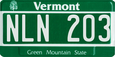 VT license plate NLN203