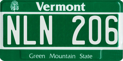 VT license plate NLN206