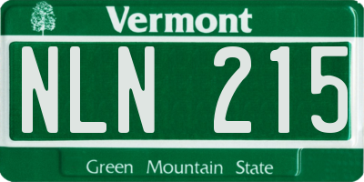 VT license plate NLN215
