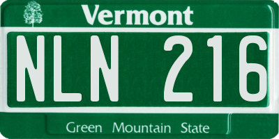 VT license plate NLN216