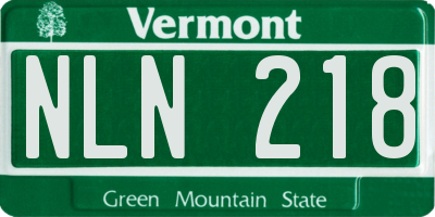VT license plate NLN218