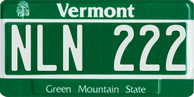 VT license plate NLN222