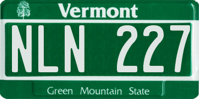 VT license plate NLN227