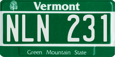 VT license plate NLN231