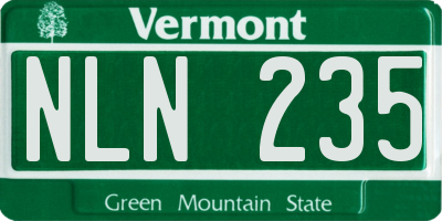 VT license plate NLN235