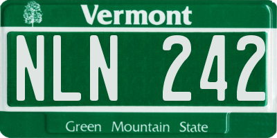 VT license plate NLN242